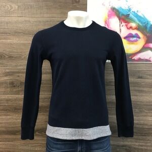 Reigning Champ Mens Navy Blue Grey Colorblock Sweatshirt‎ Medium Canada (FADE)